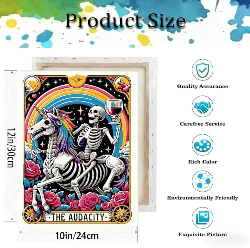Skull Paint by Numbers Kit for Adults, DIY Canvas Oil Painting 10x12In - Image 3