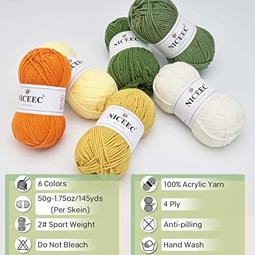 NICEEC 300g Soft Assorted Colors Yarn 100% Acrylic 870yds -Series 7 - Image 4
