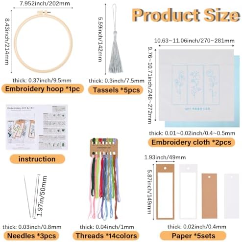 SUNNYCLUE DIY 5 Sets Embroidery Bookmark Kits Instruction Included Cross Stitch Bookmark Floral Plant Flower Tassel Bookmarkers Cross Stitch Kits for Beginners Adults School Office Gifts Craft - Image 2