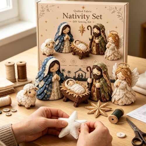 DIY Quilted Fabric Nativity Set Sewing Kit, Detailed Hand-Stitch Holy Family Manger Craft Set, Nativity Ornament Making Project for Home Display & Faith-Based Decor Creation for Adults，Type A - Image 6