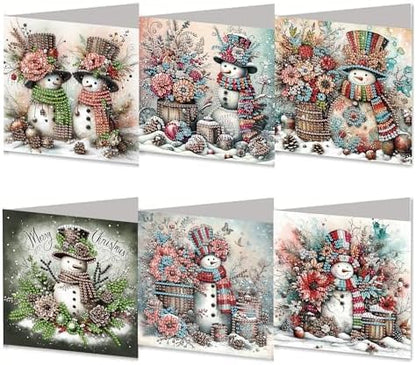 DIZAKIM 6 Pieces Christmas Theme Design Diamond Painting Greeting Card Set, DIY 5D Unique Rhinestone Art Embellishment Mosaic Christmas Greeting Card Crafts, Mosaic Handmade Creative Postcards (#4) by DIZAKIM