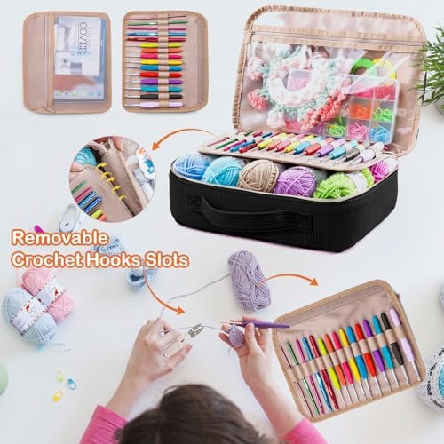 MYBAGZING Crochet Kit for Beginners,Yarn Starter Kit w/Hooks & Storage Bag - Image 3