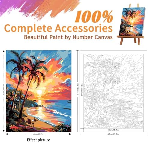 ZTOTZ Paint by Numbers Beach Ocean, Summer Paint by Numbers kit for Adults Beach,Holiday Paint by Numbers for Adults Wall Decor(16x20in) - Image 2