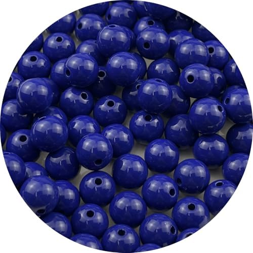 100pcs Acrylic Round Beads for Crafts 12mm Resin Candy Color Spacer Beads with Hole for Jewelry Making Sewing Crafts Decoration Necklaces Bracelets Earrings Supplies(Dark Sapphire Blue) by Unknown