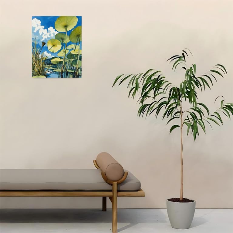 Botanical Paint By Numbers Kit For Adults - Diy Lotus Wetland Scene Painting On Canvas 16X20 In, Acrylic Paint Set, Suitable For Beginners, Wall Decor Art For Home Decoration Or Gifts, Unframed - Image 4