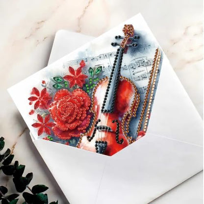 6PCS Musical Instrument Diamond Art Painting Greeting Cards Kit with Envelopes - 5D DIY Diamond Art Card Kits for Adults - Handcrafted Postcards for Birthday & Holiday - Image 7
