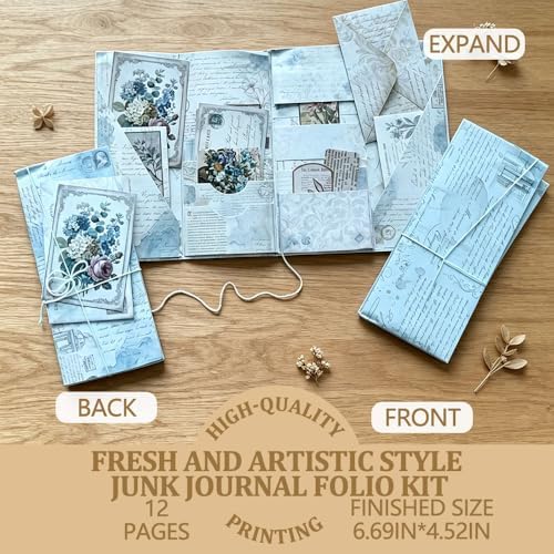 XINPOCUT Neutral Trifold Folding Folio Junk Journal Kit,Folio Booklet Craft Kit, Junk Journal Kit, Scrapbooking Supplies, Journaling Decor, Mini Folio Writer Folder Project, Arts & Crafts Gifts - Image 2