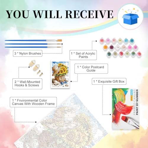 Camocin Framed Paint by Numbers Kit for Adults Beginners – Sunflower Beach - Image 4