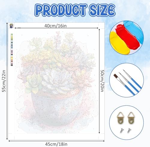RICUVED Succulent Paint by Numbers for Adults, Paint by Numbers Kit for Adults Beginners, Potted Plant DIY Acrylic Oil Painting on Canvas Easy for Gift Home Wall Decor 16x20 Inch - Image 4