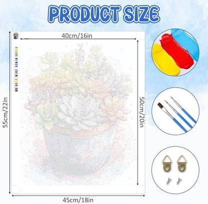 RICUVED Succulent Paint by Numbers for Adults, Paint by Numbers Kit for Adults Beginners, Potted Plant DIY Acrylic Oil Painting on Canvas Easy for Gift Home Wall Decor 16x20 Inch - Image 4