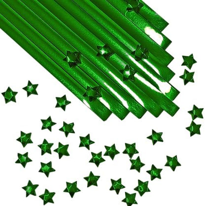 500-Strips Green Foil Paper Strips for Making Origami Stars, Lucky Stars, Puff Stars. Reflective Mirror Shiny Paper Strips, 0.5 x 11 inch. (Green Foil, 500) by OrigamiJoy