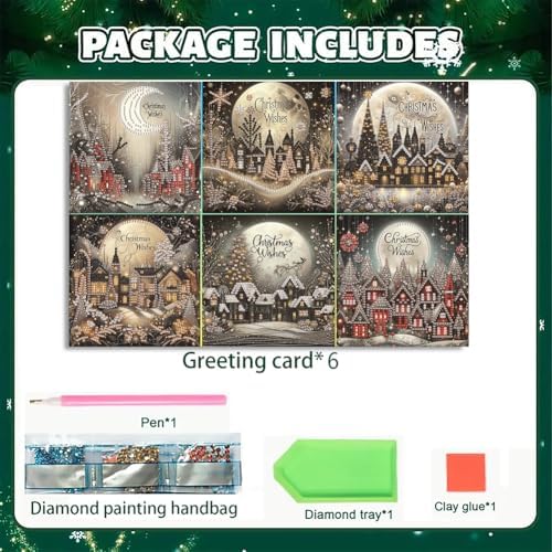 6pcs DIY Diamond Art Christmas Cards Kit with Envelopes & Tools-Diamond Dot Greeting Cards,Xmas 5D Rhinestones Painting for Adults,DIY Craft Family Friend Xmas Gifts(Christmas) - Image 4