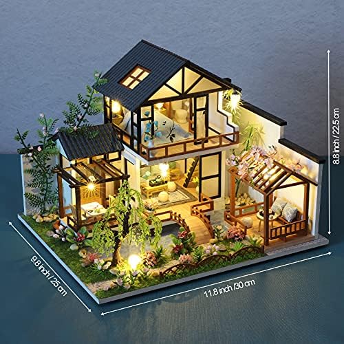 GuDoQi DIY Miniature Dollhouse Kit, Tiny House kit with Music, Miniature House Kit 1:24 Scale, Great Handmade Craft Gift for Birthday Christmas Day, Traditional Courtyard House - Image 2