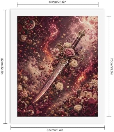 Bozfoxa Paint by Numbers Kit for Adults Beginner Retro Rose Sword - Image 2