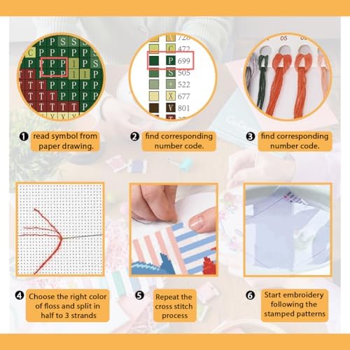 FREEBLOSS 11CT Cross Stitch Kits Striped Sea Animal Stamped Embroidery Kits with Instruction Cross Stitch Wall Hanging Kit for Needlepoint Adults Wall Art Decoration 18 * 18in/45 * 45cm - Image 4