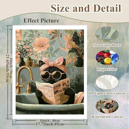 Cat Paint by Numbers Kit for Adults, Funny Paint by Number for Adults 16x20 - Image 4
