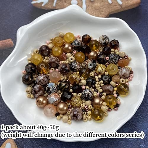 Assorted Glass Resin Beads Multi Size Colors Smooth Cracked Gravel Millet Spacer Beads for Bracelets Necklace Earring DIY Jewelry Making Craft(Light Brown Series) - Image 2