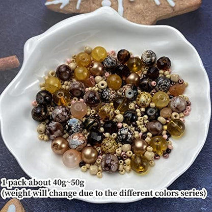 Assorted Glass Resin Beads Multi Size Colors Smooth Cracked Gravel Millet Spacer Beads for Bracelets Necklace Earring DIY Jewelry Making Craft(Light Brown Series) - Image 2