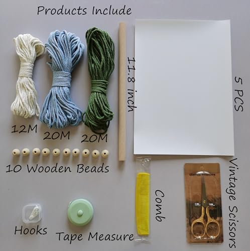Zqyxiehuo DIY Macrame Leaf Wall Hanging Beginners Boho Wall Leaf Tapestry Kit Handmade Woven Tapestry Feather Wall Hanging DIY Macrame Kit for Adults Birthday Gift 11.8"(Green,Blue) - Image 2