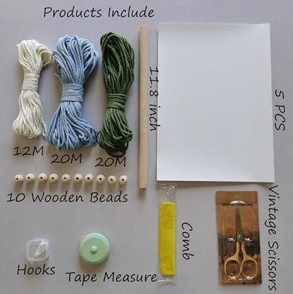 Zqyxiehuo DIY Macrame Leaf Wall Hanging Beginners Boho Wall Leaf Tapestry Kit Handmade Woven Tapestry Feather Wall Hanging DIY Macrame Kit for Adults Birthday Gift 11.8"(Green,Blue) - Image 2