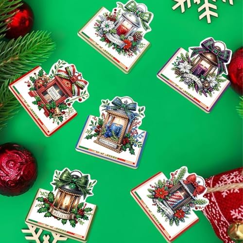 DIY Diamond Art Painting Greeting Card Creative Holiday Blessing 3D Folding Set Stationery Ornament Present Handmade-Christmas Lanterns - Image 5