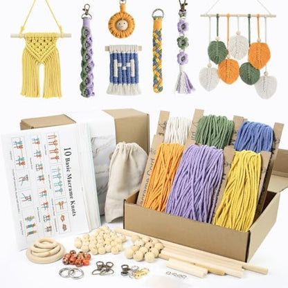BUFANTL DIY Macrame Kit for Adults Beginners, 77 PCS Macrame Supplies with 9 Projects, 6 Colors Macrame Cord & Full Craft Materials, Great Gift Idea for Craft Lovers - Image 2
