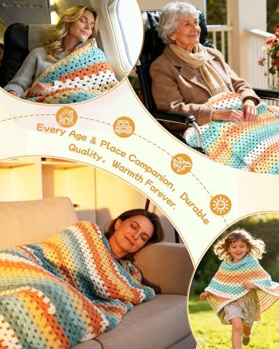 Aeelike Crochet Kit for Beginners,Knitting a Blanket with Cake Yarn - Image 6