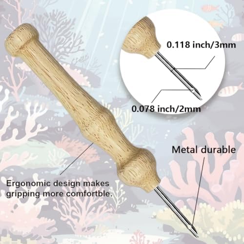 BEUNITONE 2PCS Punch Needle Kits with Sea Turtle Pre-Print Pattern Easy for Beginners, DIY Craft Embroidery Needlepoint Kits for Adults with Hoop Punch Needle Set for Craft Lovers Home Decor 7.9x7.9 - Image 3