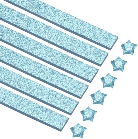 MECCANIXITY 360 Sheets Origami Paper Glitter Stars Papers Light Blue Fold Paper for Beginner Arts Crafts Projects,0.4 x 9.3 Inch by MECCANIXITY