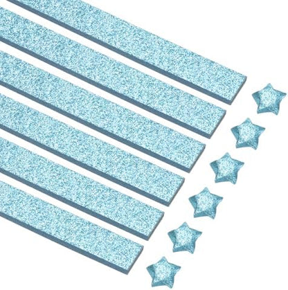 MECCANIXITY 360 Sheets Origami Paper Glitter Stars Papers Light Blue Fold Paper for Beginner Arts Crafts Projects,0.4 x 9.3 Inch by MECCANIXITY