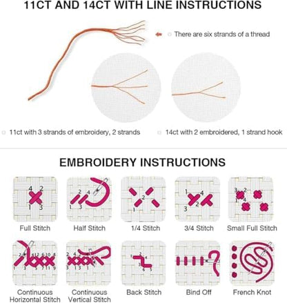 Thanksgiving Turkey Stamped Cross Stitch Kits for Beginners Adults - Autumn Counted Cross Stitch Kits Needlepoint Cross-Stitch Patterns Dimensions Needlecrafts Embroidery Kits Arts and Crafts - Image 5