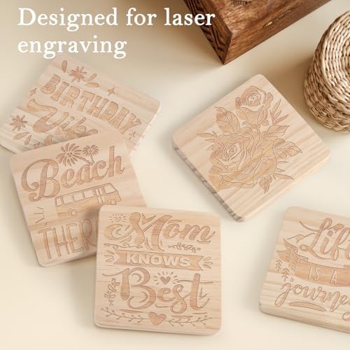 60 PCS Unfinished Wood Coasters, Solid Wooden Blanks for Laser Engraving - Image 5