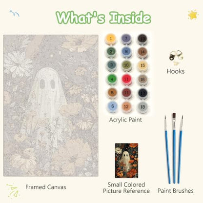 Spandrel Ghost Paint by Number Kits Floral for Adults, Halloween Paint by Number Kits on Canvas Daisy Flower, DIY Acrylic Oil Painting by Numbers Gitfs for Home Wall Decor, 8x12in - Image 6
