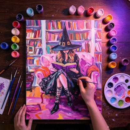 Halloween Witch Book Paint by Numbers Kit for Adults Beginners 12x16In - Image 2