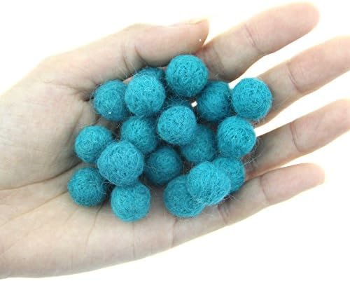 Needle Felt Balls Pure Wool Beads Dry Felted Balls 15mm Handmade DIY Crafts 20pcs (Turquoise) - Image 2