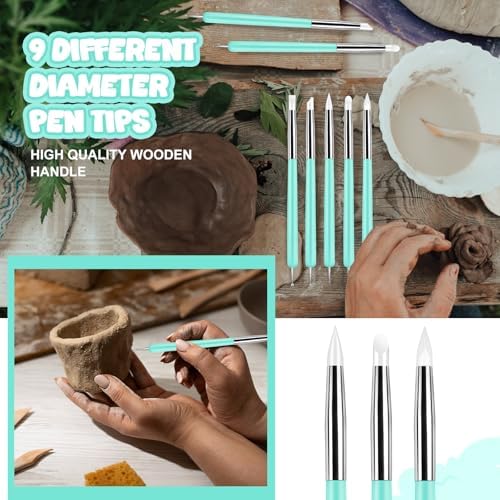 18 Pcs Dotting Tools Silicone Clay Sculpting Tool Ceramic Clay Ball Stylus Pottery Embossing Tool for Rock Modeling Blending, Drawing - Image 7