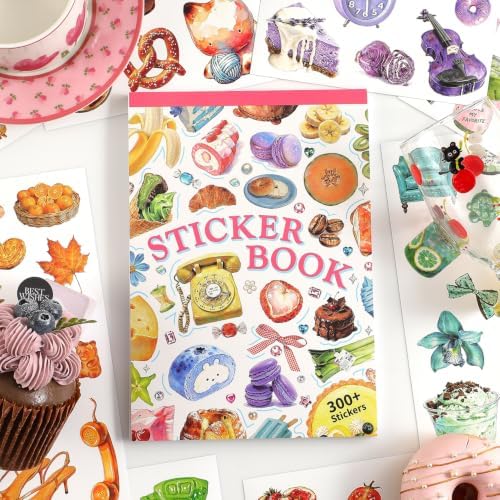 300+ PCS Color Themed Scrapbook Sticker Book, 30 Sheets Vintage Small Object Stickers, 6 Tone Aesthetic Holiday Decor Art Scrapbook Supplies for Adults Teens Women Girls Junk Journaling Planner Crafts - Image 3