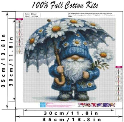 DYAIANGMU Gnome Stamped Cross Stitch Kit for Adults 13.7x13.7 inches - Image 2