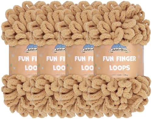 JubileeYarn Fun Finger Loops Yarn - Sand - 4 Skeins by BambooMN