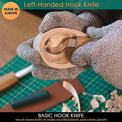 BeaverCraft S01L Wood Spoon Carving Knives Set Spoon Making Tools Kit Whittling Knife Hook Knife Left-Handed Bowl Cup Kuksa for Beginners Woodworking Professional Left Handed Wood Carving Kit - Image 4