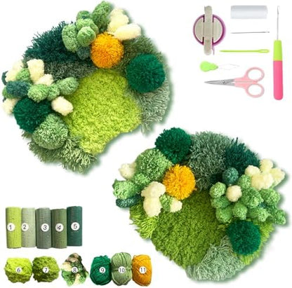 msamiagfn Latch Hook Kits for Adults Beginners with 3D Moss Design Coasters, 2 Pack - DIY Craft Hobbies for Women by Unknown