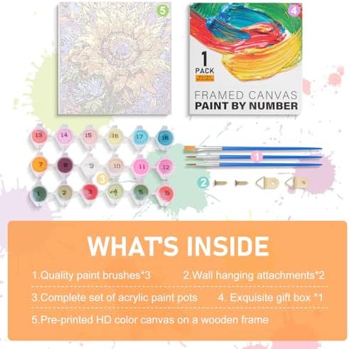 Offito Framed Paint by Numbers Kit for Adults Beginners, Sunflower - Image 6