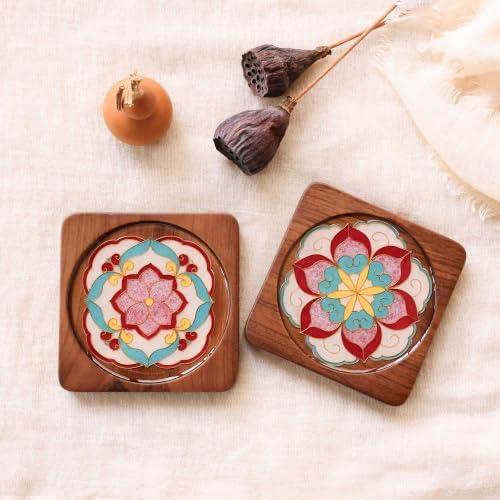 Cloisonne Kit, DIY Coasters Craft, Filigree Enamel Art, Baoxiang Flower by Blauwhim