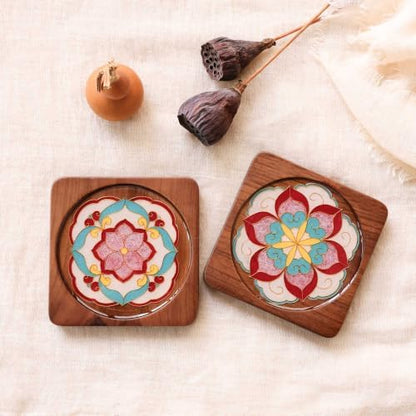 Cloisonne Kit, DIY Coasters Craft, Filigree Enamel Art, Baoxiang Flower by Blauwhim