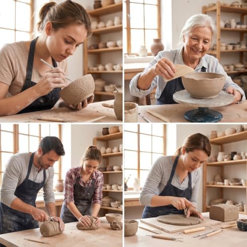 64 Pcs Pottery Clay Tools Set, Sculpting Clay Tool Kit with Beech Wood Handles and Stainless Steel Tips for Carving Shaping Modeling Trimming for Beginners and Professionals - Image 3