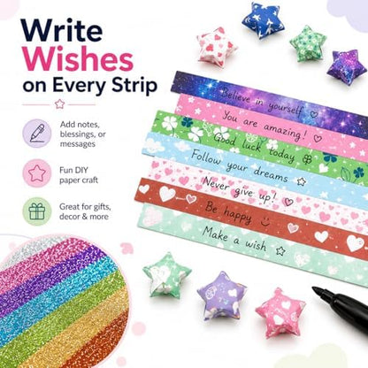 840 Sheets Luminous Origami Stars Papers with 4 Different Designs, Origami Star Paper Strips Lucky Star for DIY Arts Crafting, Handicraft (Multicolor) - Image 3