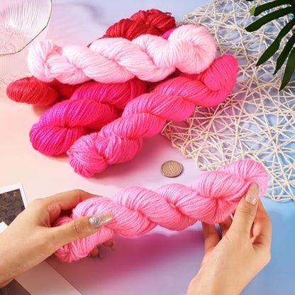 Cheriswelry 5 Skeins Soft Acrylic Fiber Yarn for Knitting 2.2mm Pink Theme Craft Sewing Cord Threads for Weaving Multicolor Skeins Yarn kit for Crochet Beginners Adults - Image 3