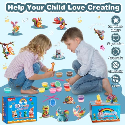 ifergoo Air Dry Clay Kit - 60 Colors Magic Foam Modeling Clay for Kids - Image 5