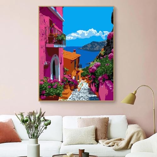 ZRIZQ Landscape Paint by Numbers Kit for Adults Beginner,City Street,16x20 - Image 3