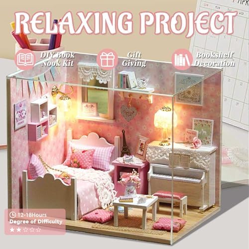 Flever DIY Miniature House Kit, Tiny Home Kit with LED Light, Mini House Build Craft Kits for Adults and Teens, Home Decor Creative Gift for Family/Friends (Sunny Princess) - Image 5